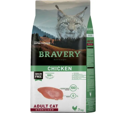 BRAVERY Adult Sterilized Cat (Курица), 7 кг