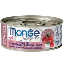 Monge Supreme Sterilised Консервы из тунца с бурым рисом и клюквой, 80 г