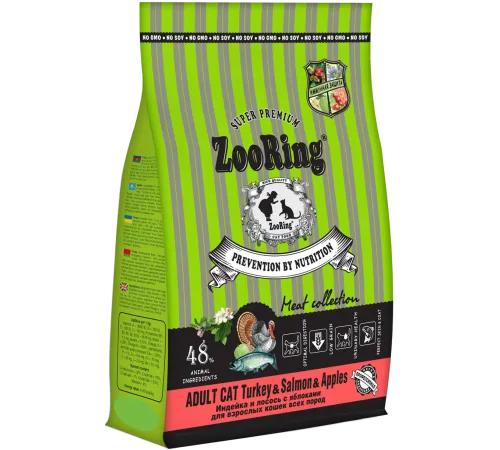 ZooRing Adult Cat (Индейка, лосось, яблоко), 400 г