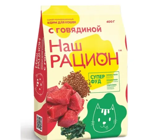 Наш рацион корм для кошек (Говядина), 400 г