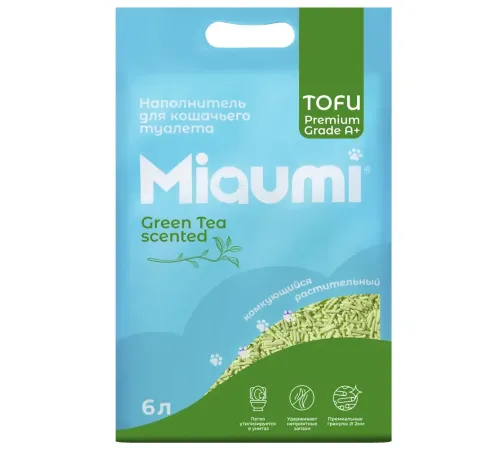 Miaumi Наполнитель TOFU Green tea, 6 л