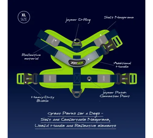 Joyser Шлейка Soft Harness, зеленая, XL