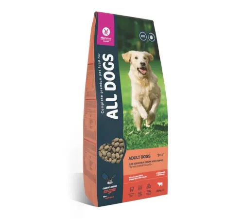 All Dogs для взрослых собак всех пород (Говядина и овощи), 20 кг