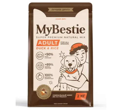 MyBestie Adult Dog (Утка, рис), 2 кг