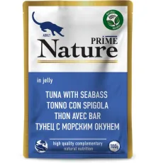 Prime Nature Паучи Тунец с морским окунем в желе для кошек, 100 г