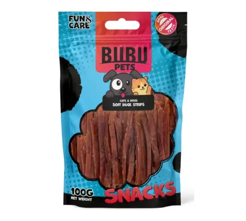 Bubu Pets Мини полоски из утки, 100 г