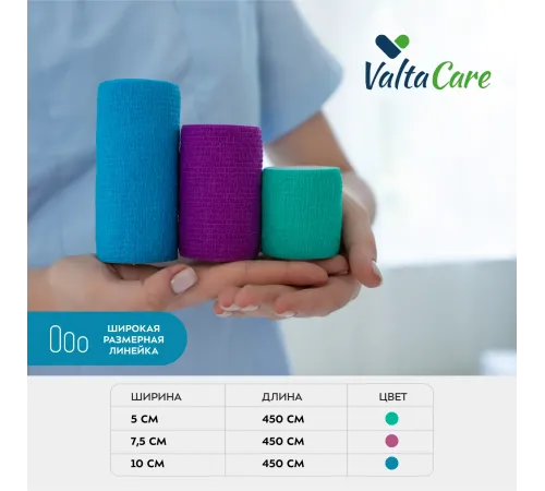 Valta Care Premium бинт самофиксирующийся c горьким вкусом, голубой, 10 см х 4,5 м