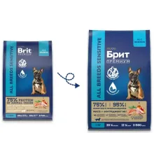 Брит Премиум Dog Sensitive Adult All Breeds (Индейка, лосось), 1 кг