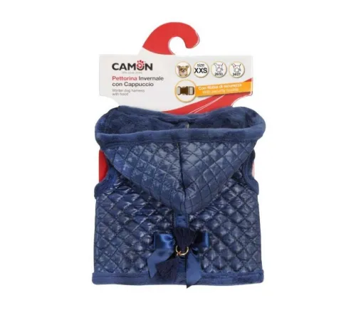 CAMON Шлея зимняя с капюшоном стеганая синяя, XXS