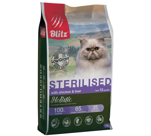 BLITZ Holistic LG Adult Sterilised Cat (Курица, печень) 1,5 кг