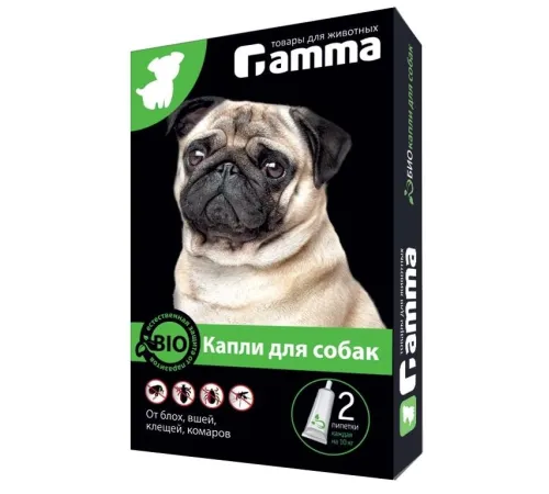 Gamma Капли БИО для собак от внешних паразитов, 2 пипетки по 1 мл