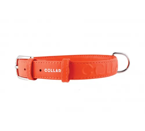 Collar Glamour Ошейник с объемной надписью оранжевый, 25мм, 38-49см