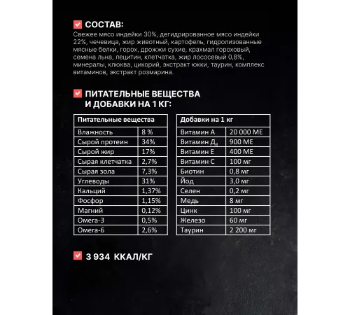 Одно мясо для взрослых кошек (Индейка), 1,5 кг