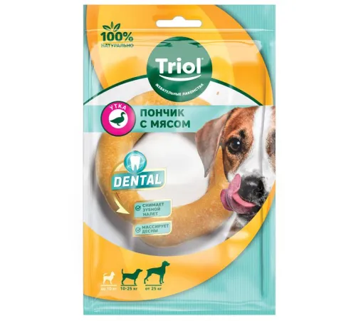 Triol Пончик жевательный DENTAL с мясом утки, 10см, 65-75г (уп.1шт.)