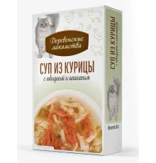 Деревенские лакомства Суп из курицы с говядиной и шпинатом, 35 г х 4 шт