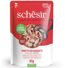 Schesir C&B Adult Cat (Тунец, креветки в желе), 85 г
