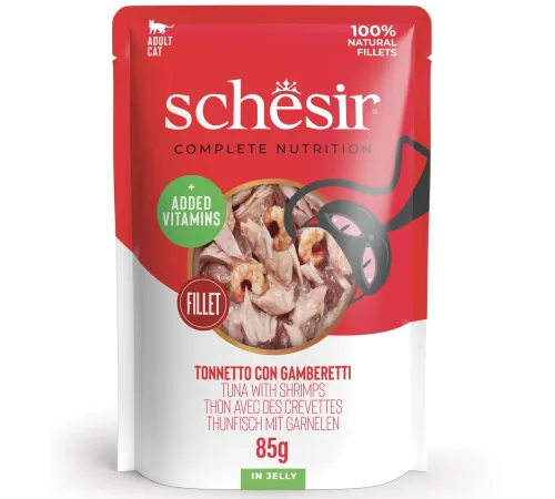 Schesir C&B Adult Cat (Тунец, креветки в желе), 85 г