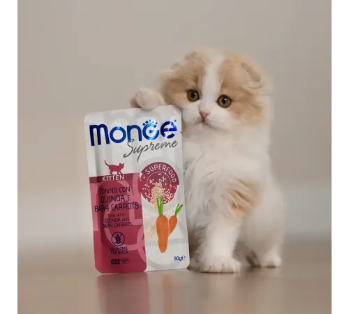Monge Supreme Kitten Пауч из тунца с киноа и мини-морковью, 80 г