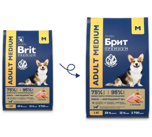 Брит Премиум Dog Adult Medium (Курица), 1 кг
