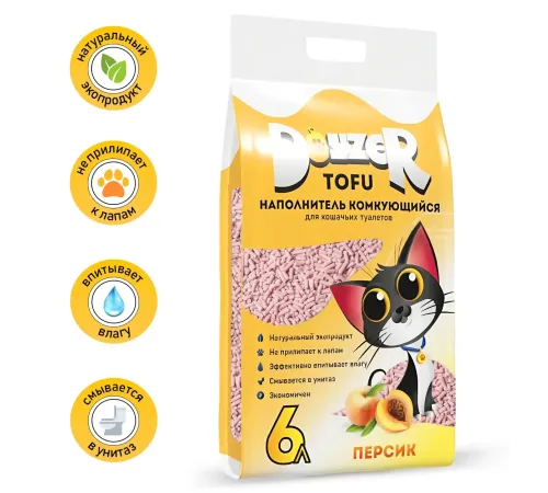 Doyzer Наполнитель TOFU (Персик), 6 л (2,5 кг)