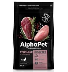 AlphaPet Superpremium Cat Sterilised (Утка, индейка), 400 г