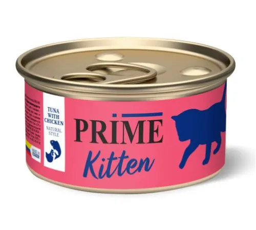 Prime Kitten Консервы (Тунец и курица в собственном соку), 85 г