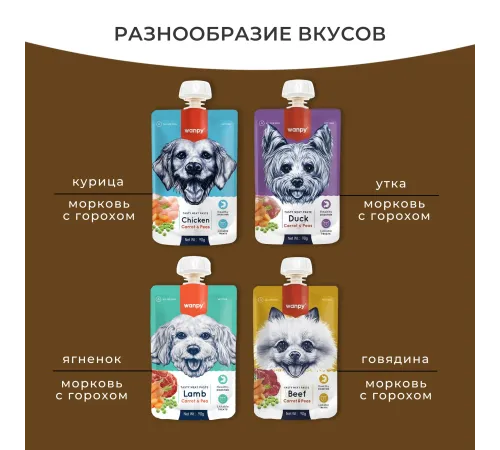 Wanpy Dog Мясное пюре из говядины, 90 г