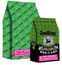 ZooRing Adult Active Dog Max (Молодой бычок, рис), 10 кг