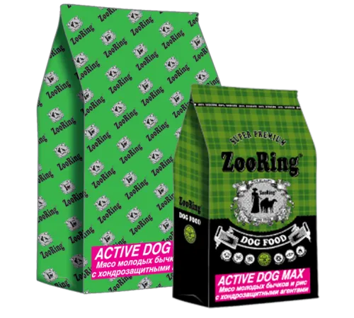 ZooRing Adult Active Dog Max (Молодой бычок, рис), 10 кг