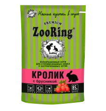 ZooRing Кусочки в соусе Кролик с брусникой для стерилизованных кошек, 85 г х 26 шт