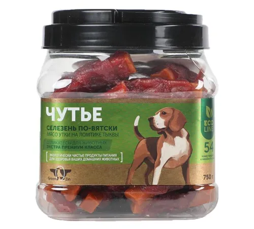 GreenQZin Чутье (Сушеное утиное мясо на ломтике тыквы), 750 г
