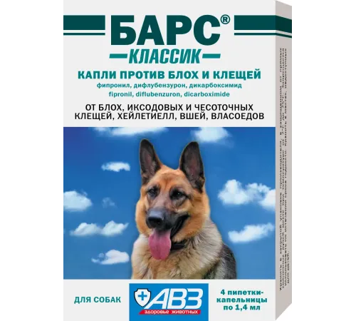 Агроветзащита Барс Классик капли против блох и клещей для собак, 1 пипетка