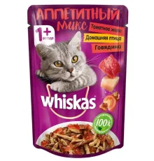 Whiskas Аппетитный микс (томатное желе, домашняя птица, говядина), 85 г х 24 шт (уп)