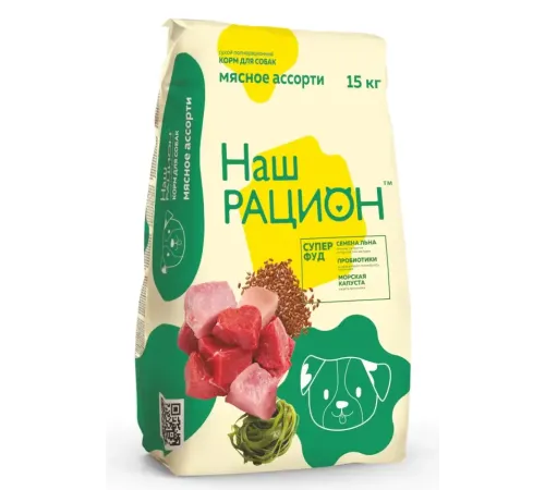 Наш рацион корм для собак (Мясное ассорти), 15 кг