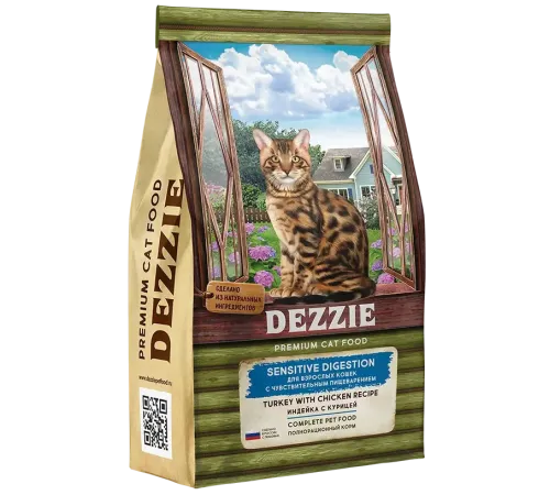 Dezzie Sensitive Digestion Cat (Индейка, курица), 10 кг