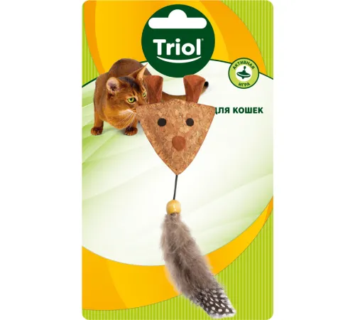 Triol Игрушка для кошек Мышка с перьями, 65/180мм