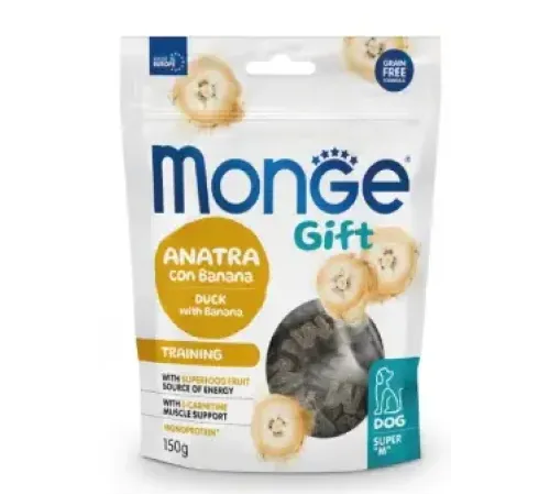 Monge Gift Training Dog Тренировочные лакомства с уткой и бананом, 150 г
