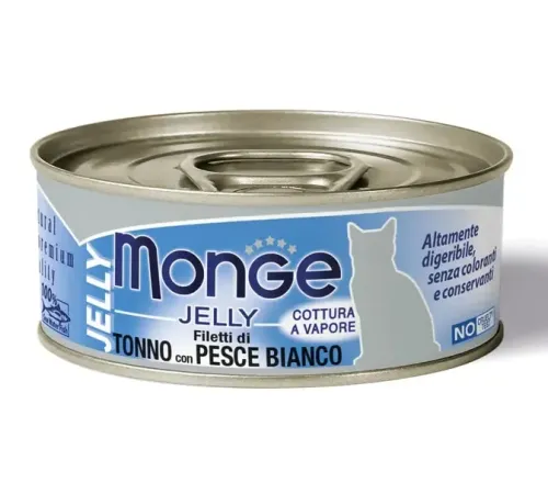 Monge Gelly Adult Cat Консервы с желтоперым тунцом и белой рыбой, 80 г