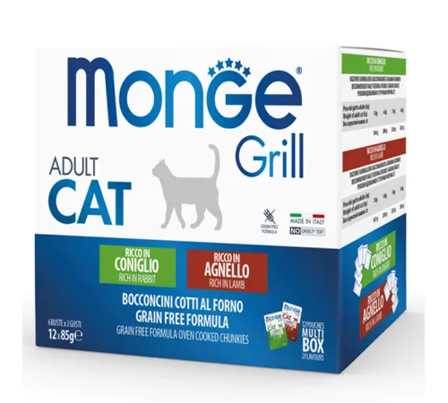Monge Cat Grill Pouch MultiBOX (Кролик и Ягненок), 85 г х 12 шт