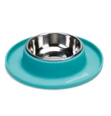 Beeztees Миска металлическая на силиконовой подставке бирюзовая, 19 × 3,5 см - 125 мл