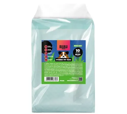 Bubu Pets Подстилки гигиенические зеленые с ароматом травы, 60х60 см (10 шт)