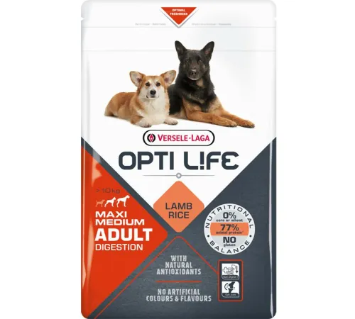 Opti Life Adult Digestion Medium&Maxi (Ягненок и рис) 12,5 кг