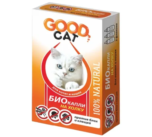 Good Cat Антипаразитарные БИО капли для котят и кошек, 3 пипетки*1мл