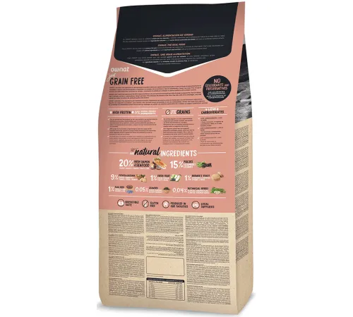 OWNAT Just Grain Free Adult Dog (Лосось и морепродукты), 3 кг срок до 10.05.2026 г