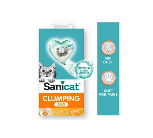 Sanicat Clumping White DUO Vanilla & Mandarin, 10 л