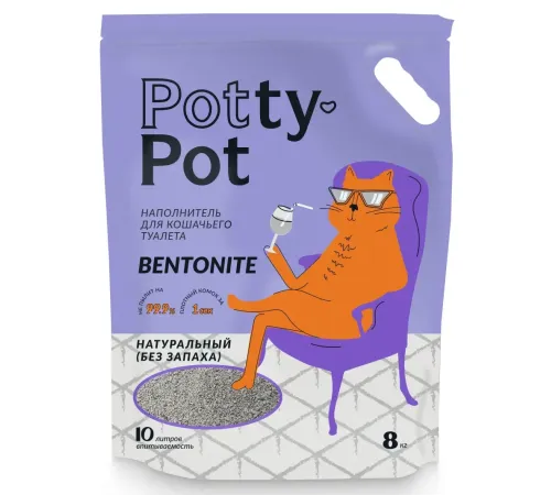 Potty-Pot Бентонитовый наполнитель Натуральный, 10 л (8 кг)
