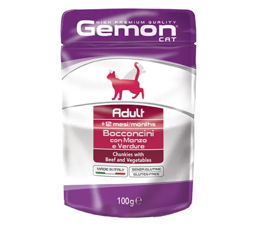 Gemon Pouch Cat Adult Beef/Veg, 100 г