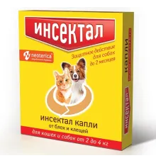 Экопром Инсектал капли для кошек и собак от 2 до 4 кг 0,5 мл