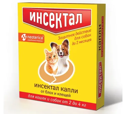 Экопром Инсектал капли для кошек и собак от 2 до 4 кг 0,5 мл