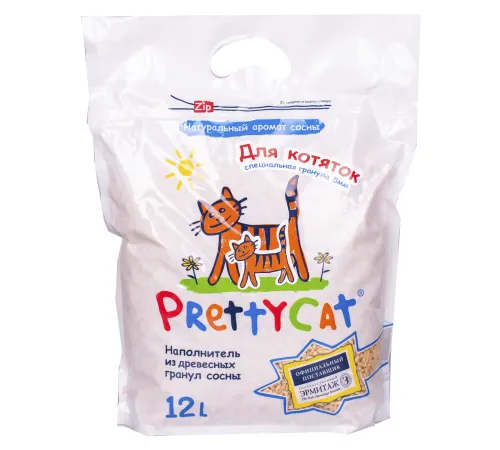 PrettyCat Наполнитель древесный Wood Granules для котят, 4 кг (12 л)